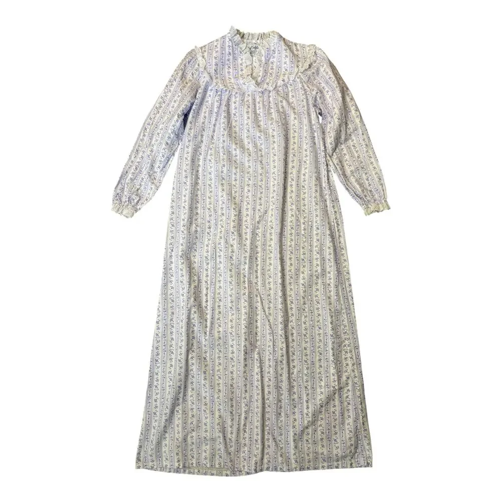 Lanz Salzburg Tyrolean Purple Flower Traditional Long Nightgown S Ballet Cottage